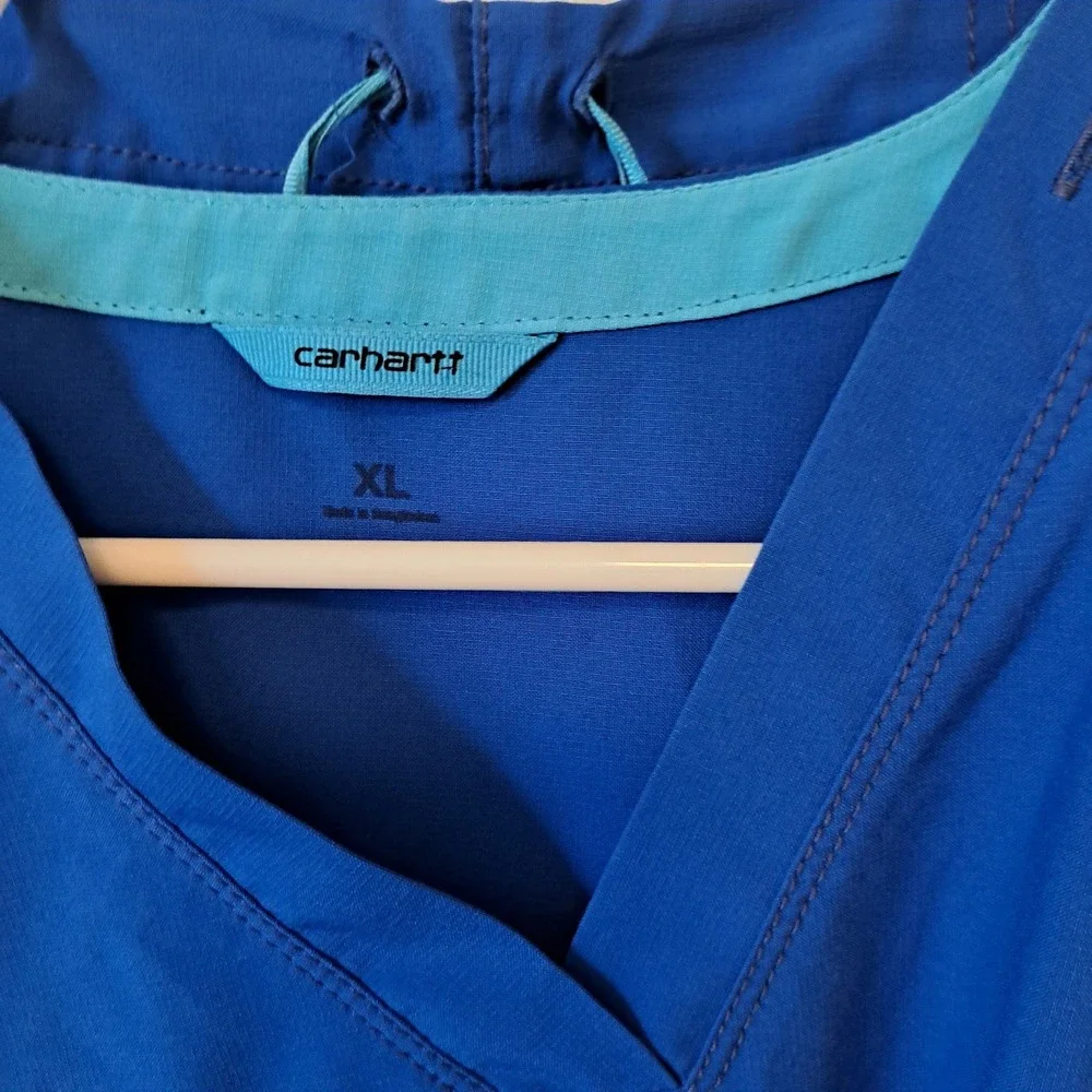 Carhartt Force Women Royal Blue Medical Scrub Set V-Neck Top Cargo Pants XL